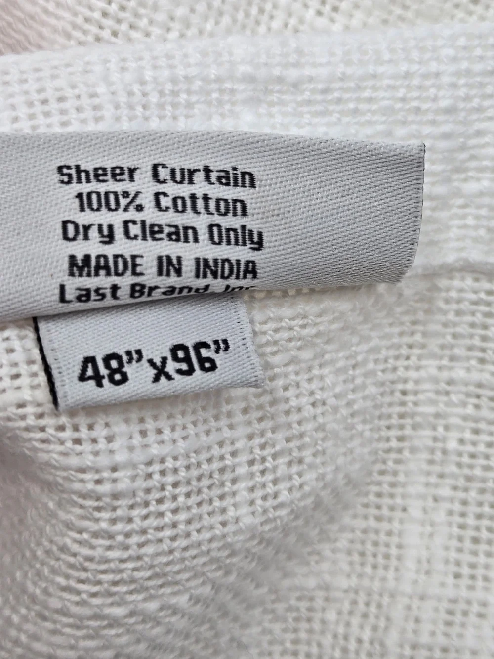 NWT QUINCE Set Of 4 48x96 Cotton Sheer Curtains White 0763